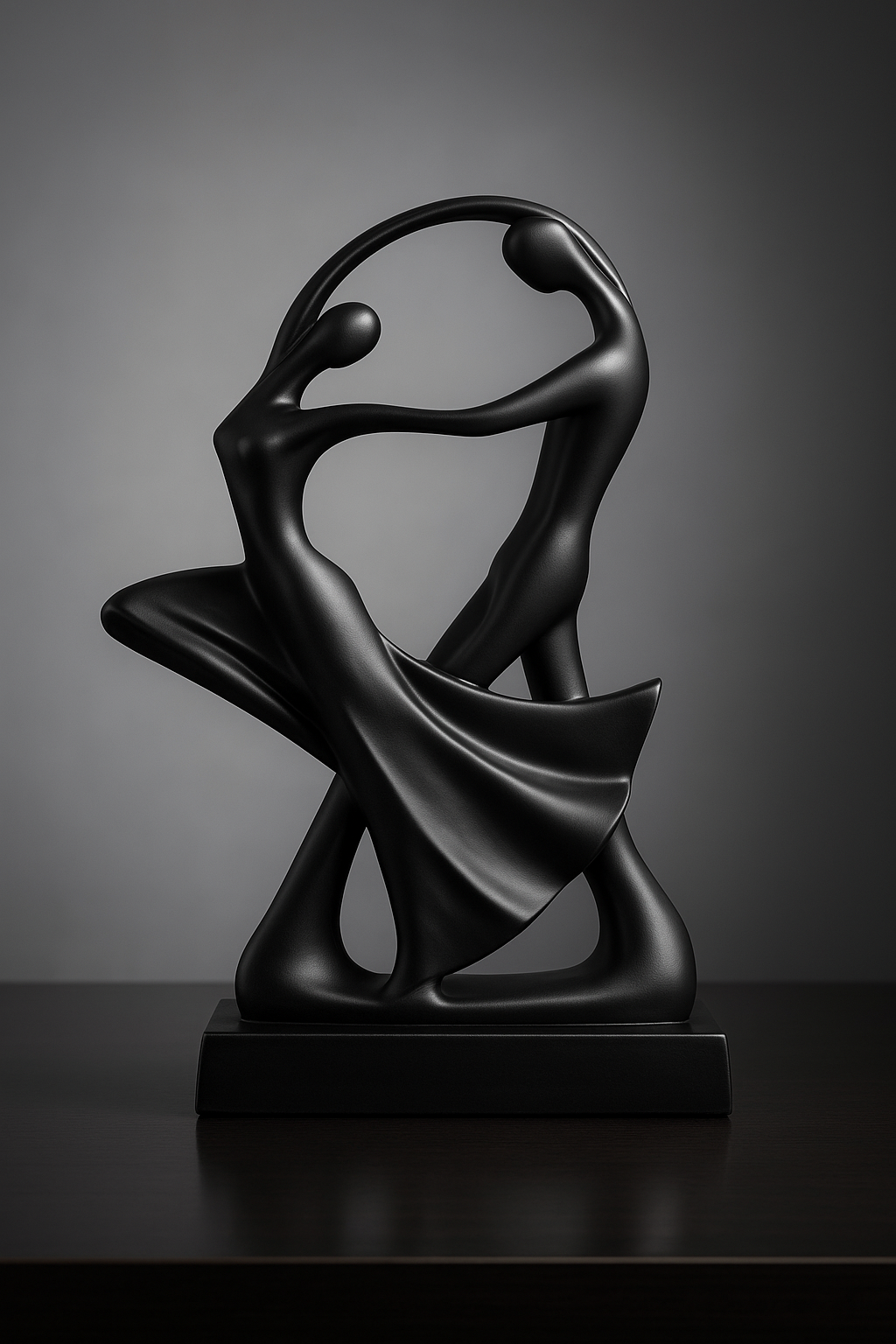 Romantic Dancing Couple Statue – 30 cm | Black | Polyresin