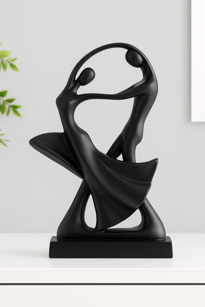 Romantic Dancing Couple Statue – 30 cm | Black | Polyresin