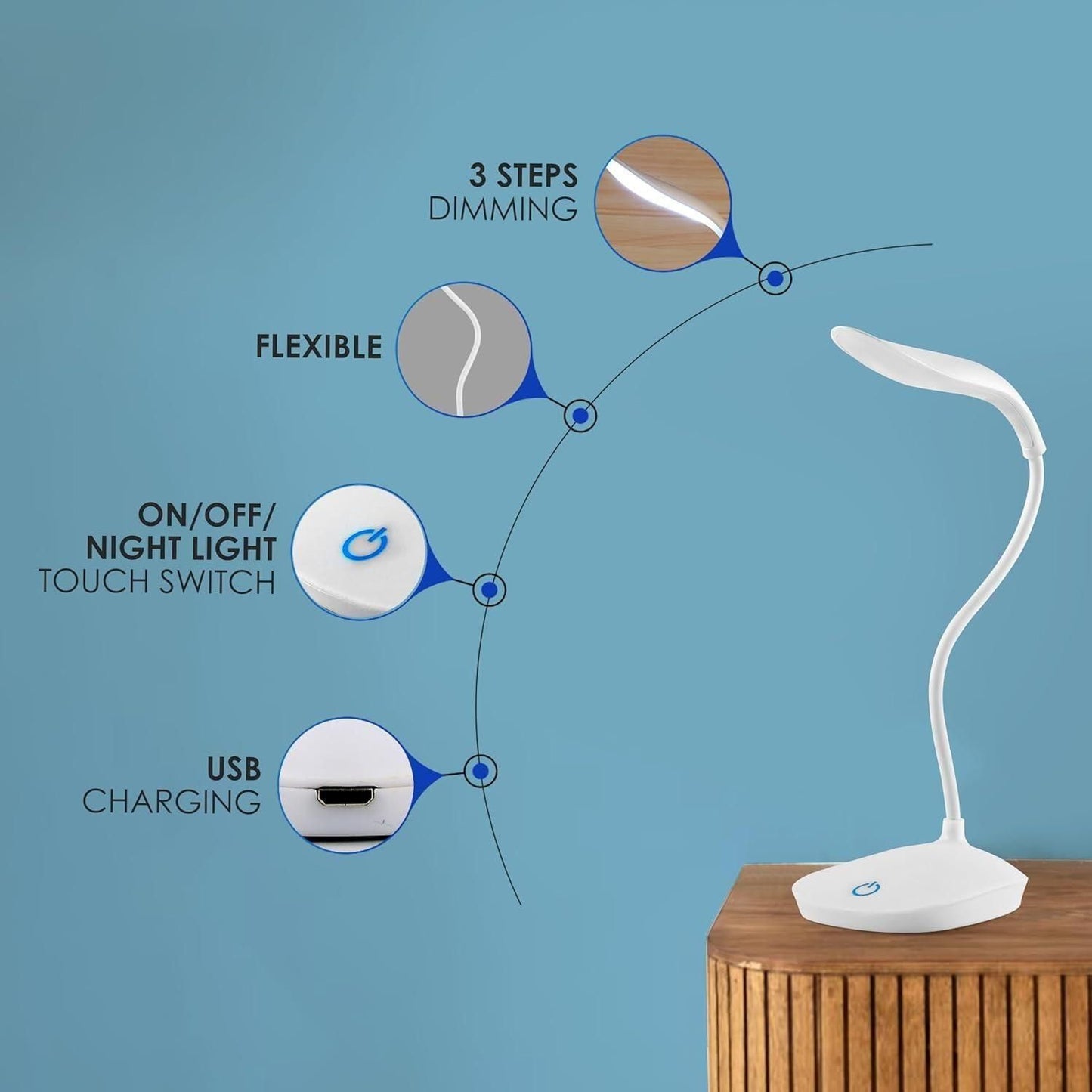 Gesto Plastic LED Study Lamp Rechargeable